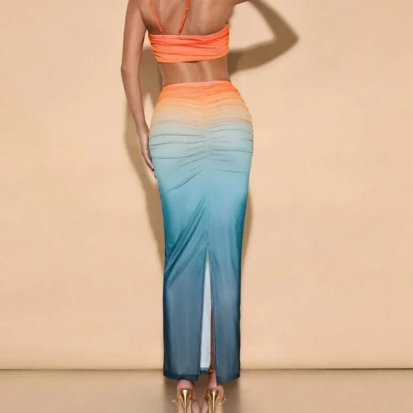 SHEIN Orange and Blue Gradient Two-Piece Set - Picture 2 of 3